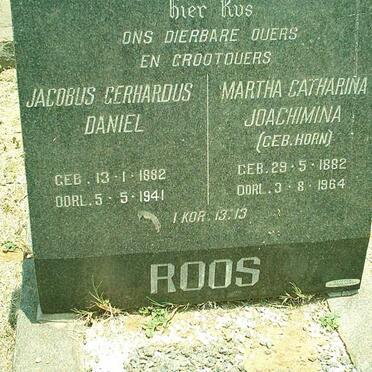 ROOS Jacobus Gerhardus Daniel 1882-1941 &amp; Martha Catharina Joachimina HORN 1882-1964