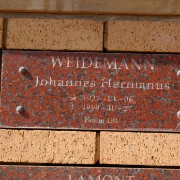 WEIDEMANN Johannes Hermanus 1927-1999