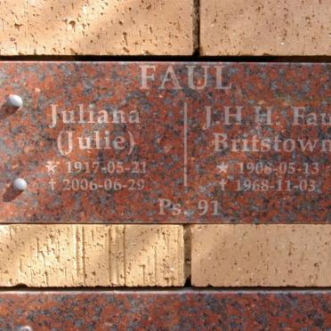 FAUL J.H.H. 1908-1968 &amp; Juliana 1917-2006