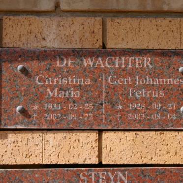 WACHTER Gert Johannes Petrus, de 1928-2003 &amp; Christina Maria 1931-2002