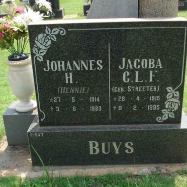 BUYS Johannes H. 1914-1983 &amp; Jacoba C.L.F. neé STREETER 1915-1995