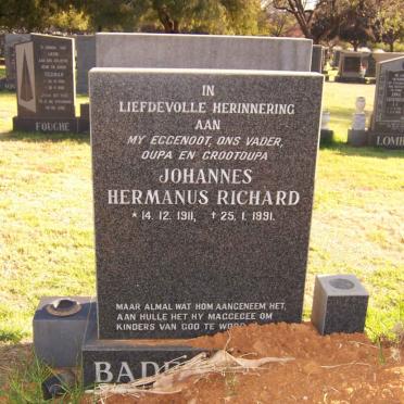 BADENHORST Johannes Hermanus Richard 1911-1991