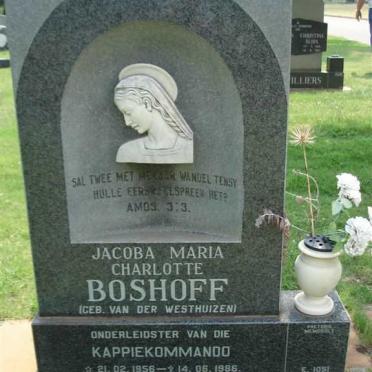 BOSHOFF Jacoba Maria Charlotte neé VAN DER WESTHUIZEN 1956-1986