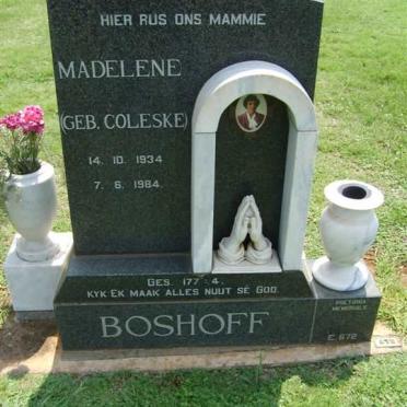 BOSHOFF Madelene neé Coleske 1934-1984