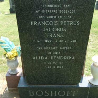 BOSHOFF Francois Petrus Jacobus 1909-1988 &amp; Alida Hendrika 1911-1990