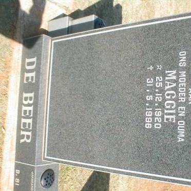 BEER Maggie, de 1920-1996