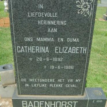 BADENHORST Catherina Elizabeth 1892-1986
