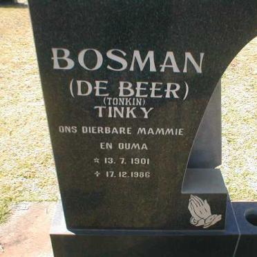 BOSMAN Tinky formerly DE BEER nee TONKIN 1901-1986