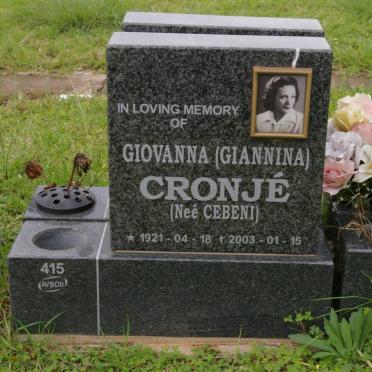 CRONJE Giovanna nee CEBENI 1921-2003