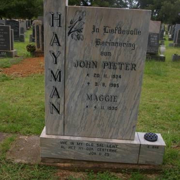 HAYMAN John Pieter 1934-1985 &amp; Maggie 1930-