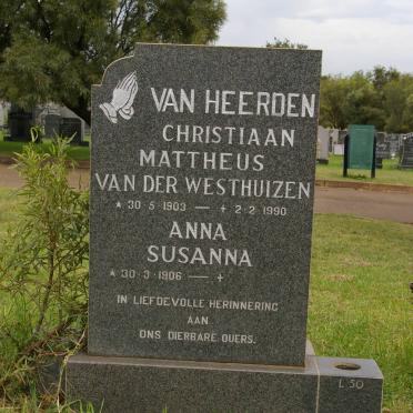 HEERDEN Christiaan Mattheus van der Westhuizen, van 1903-1990 &amp; Anna Susanna 1906-