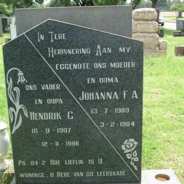 JERLING Hendrik C. 1907-1998 &amp; Johanna F.A. 1909-1984