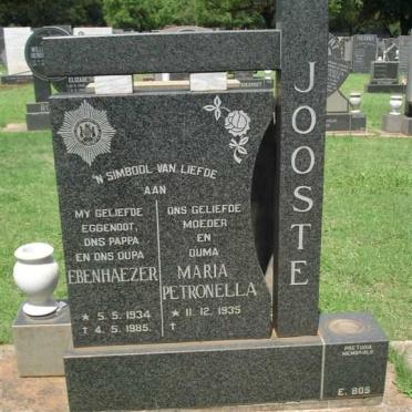 JOOSTE Ebenhaezer 1934-1985 &amp; Maria Petronella 1935-