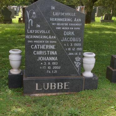 LUBBE Dirk Jacobus 1909-1981 &amp; Catherine Christina Johanna 1913-2002