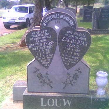LOUW Zacharias 1915-1992 &amp; Heleen LYONS nee PIETERSE 1923-1991