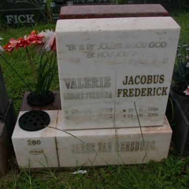 RENSBURG Jacobus Frederick, Janse van 1936-2006 &amp; Valerie FERREIRA 1939-2002