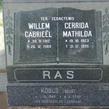 RAS Willem Gabrieel 1912-1989 &amp; Gerrida Mathilda VAN WYK 1923-1995 :: RAS Kobus 1949-2022