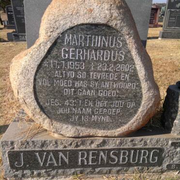 RENSBURG Marthinus Gerhardus, J. van 1953-2002