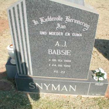SNYMAN A.J. 1908-1992
