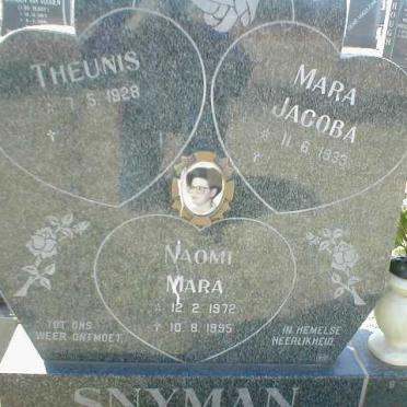 SNYMAN Theunis 1928- &amp; Mara Jacoba 193?- :: SNYMAN Naomi Mara 1972-1995