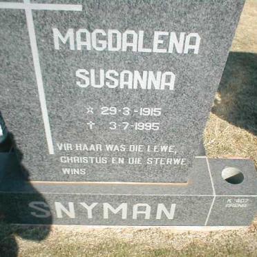 SNYMAN Magdalena Susanna 1915-1995