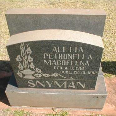 SNYMAN Aletta Petronella Magdelena 1918-1982
