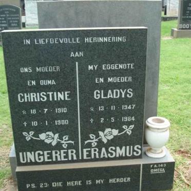 UNGERER Christine 1910-1980 :: ERASMUS Gladys 1947-1984