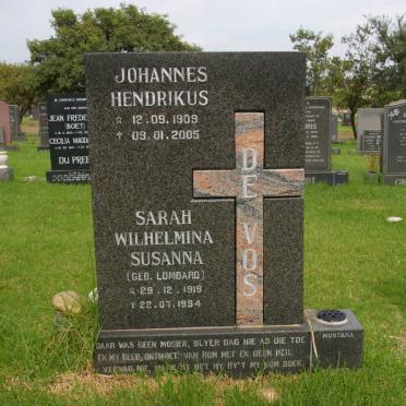 VOS Johannes Hendrikus, de 1909-2005 &amp; Sarah Wilhelmina LOMBARD 1919-1994