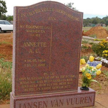 VUUREN Annette A.C., Jansen van 1938-2009