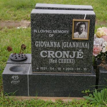 CRONJE Giovanna nee CEBENI 1921-2003