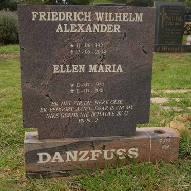 DANZFUSS Friedrich Wilhelm Alexander 1925-2004 &amp; Ellen Maria 1924-2001