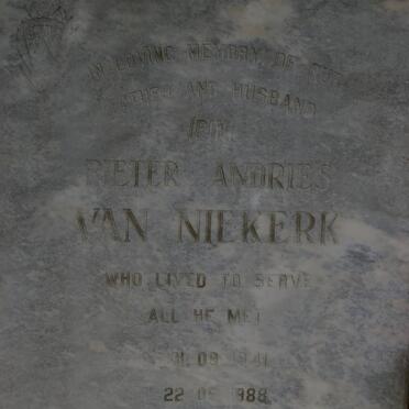 NIEKERK Pieter Andries, van 1944-1988