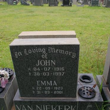NIEKERK John, van 1916-1997 &amp; Emma 1923-2001