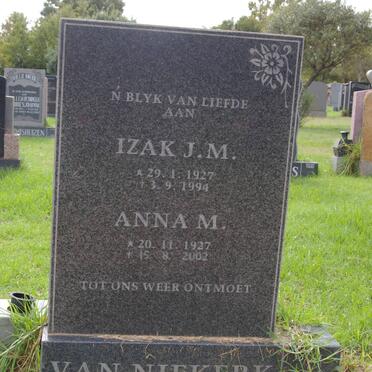NIEKERK Izak J.M., van 1927-1994 &amp; Anna M. 1927-2002
