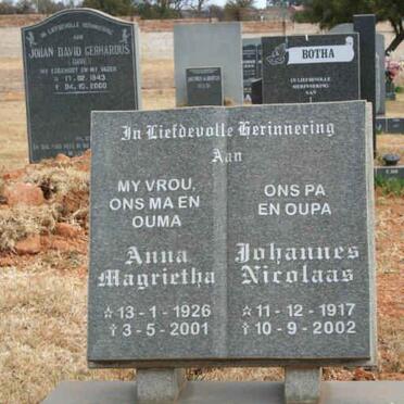 NEL Johannes Nicolaas 1917-2002 &amp; Anna Magrietha 1926-2001