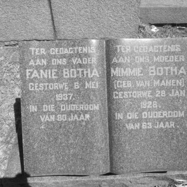 BOTHA Fanie -1937 &amp; Mimmie VAN MANEN -1928
