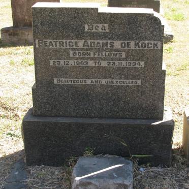 KOCK Beatrice Adams, de nee FELLOWS 1903-1934