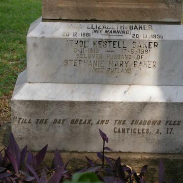 BAKER Ada nee MANNING 1881-1956 :: BAKER Athol Kestell 1913-1981