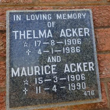 ACKER Maurice 1906-1990 &amp; Thelma 1906-1986