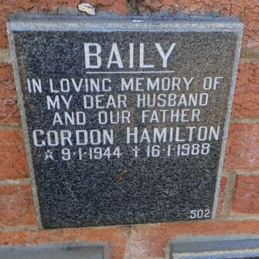 BAILY Gordon Hamilton 1944-1988