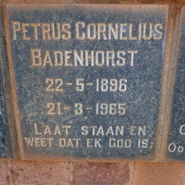 BADENHORST Petrus Cornelius 1896-1965