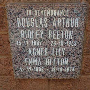 BEETON Douglas Arthur Ridley 1887-1959 &amp; Agnes Lily Emma 1893-1974