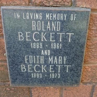 BECKETT Roland 1889-1961 &amp; Edith Mary 1893-1973
