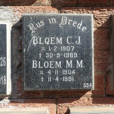 BLOEM C.J. 1907-1989 &amp; M.M. 1904-1991