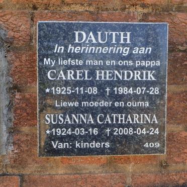 DAUTH Carel Hendrik 1925-1984 &amp; Susanna Catharina 1924-2008