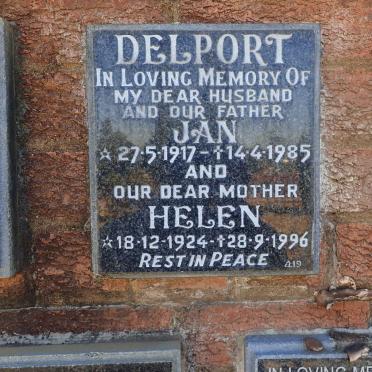 DELPORT Jan 1917-1985 &amp; Helen 1924-1996
