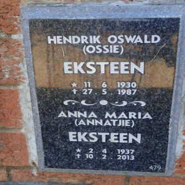 EKSTEEN Hendrik Oswald 1930-1987 &amp; Anna Maria 1937-2013