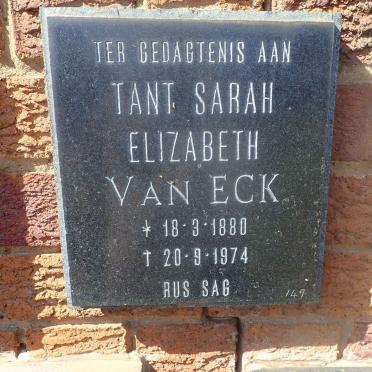 ECK Sarah Elizabeth, van 1880-1974