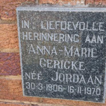 GERICKE Anna-Marie nee JORDAAN 1906-1970