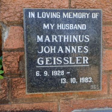 GEISSLER Marthinus Johannes 1928-1983